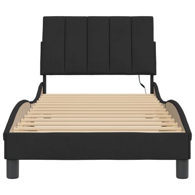 vidaXL Okvir kreveta s LED svjetlima crni 90 x 190 cm baršunasti