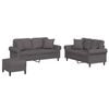 vidaXL 3-dijelni set sofa s jastucima sivi od umjetne kože