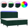 vidaXL Krevet box spring s madracem LED tamnozeleni 200x200 cm bar&scaron;un
