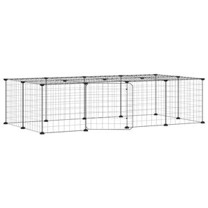 vidaXL Kavez za ljubimce s 20 panela i vratima crni 140 x 70 x 35 cm čelični