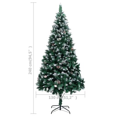 vidaXL Umjetno osvijetljeno božićno drvce s kuglicama i šiškama 240 cm