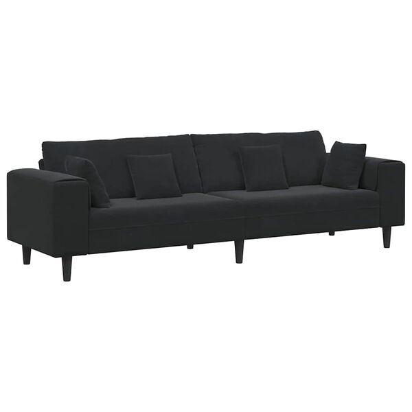 vidaXL Baršunasta sofa s jastukom Crna 208 cm Baršun