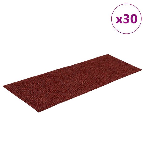 vidaXL Prostirke za stepenice samoljepljive 30 kom 60x25 cm bordo crvene pravokutne