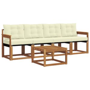 vidaXL Set vanjskih sofa s jastukom 5 pcs Prirodna i krem