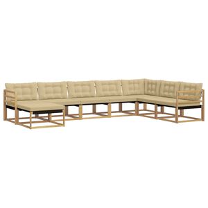 vidaXL Set vanjskih sofa 8 kom. Bijela i bež Čvrsto drvo akacije