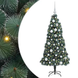 vidaXL Umjetna pred-lit Christmas jelka s setom kuglica Zelena 120 cm
