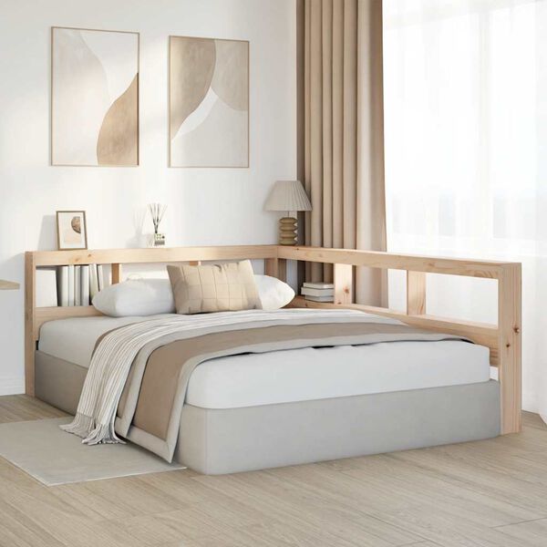 vidaXL Polica za knjige uzglavlje L-oblika 150 cm borovine