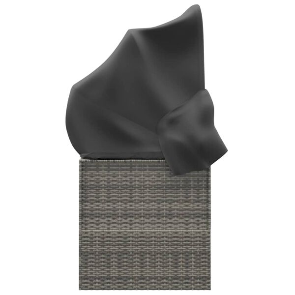 vidaXL Vanjski ležaj od poliratana s krovom i jastucima sivi