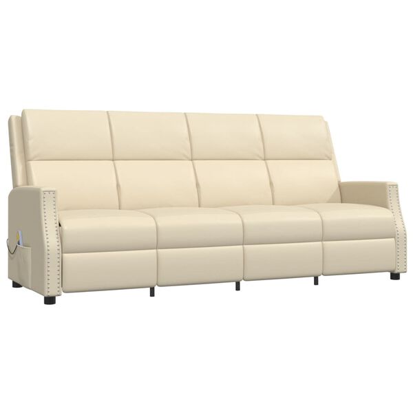 vidaXL Masažni četverosjed od umjetne kože krem