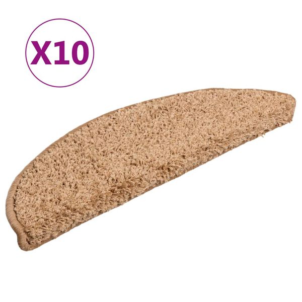 vidaXL Prostirke za stepenice 10 kom 56x17x3 cm bež poluokrugle