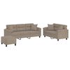 vidaXL 3-dijelni set sofa s jastucima smeđesivi od mikrovlakana