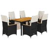 vidaXL 7-dijelni vrtni bistro set od poliratana s jastucima crni