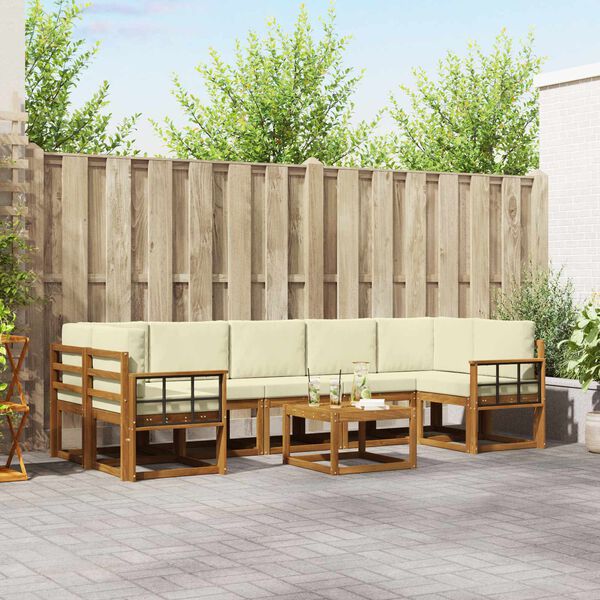 vidaXL Set vanjskih sofa s jastukom 8 pcs Prirodna i krem