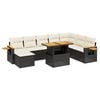 vidaXL 9-dijelni set vrtnih sofa s jastucima crni od poliratana