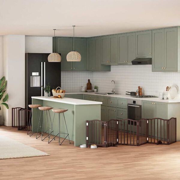 vidaXL Vrata za pse s vrata&scaron;cima 9 panela sklopiva 450 cm drvo topole