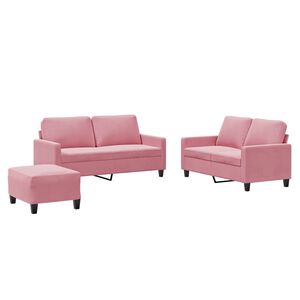 vidaXL 3-dijelni set sofa s jastucima ružičasti bar&scaron;unasti