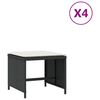 vidaXL Vrtni stolci s jastucima 4 kom crni 40x40x35 cm od poliratana