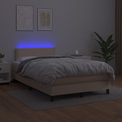 vidaXL Krevet s oprugama i madracem LED 120x190 cm umjetna koža
