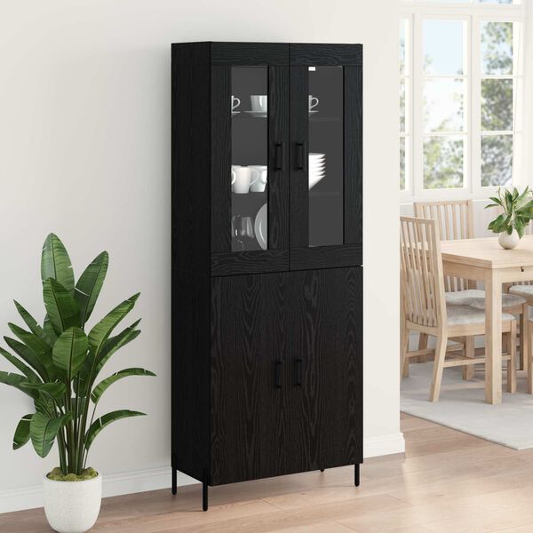 vidaXL Highboard Zidne Crni hrast 69,5 x 34 x 180 cm Konstruirano drvo