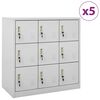 vidaXL Ormarići s ključem 5 kom svjetlosivi 90 x 45 x 92,5 cm čelični