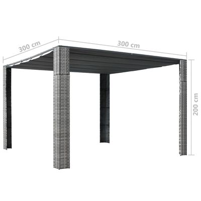 vidaXL Sjenica s krovom od poliratana 300 x 300 x 200 cm siva i antracit