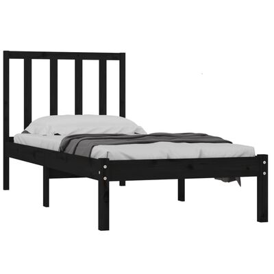 vidaXL Okvir za krevet od borovine crni 75 x 190 cm jednokrevetni