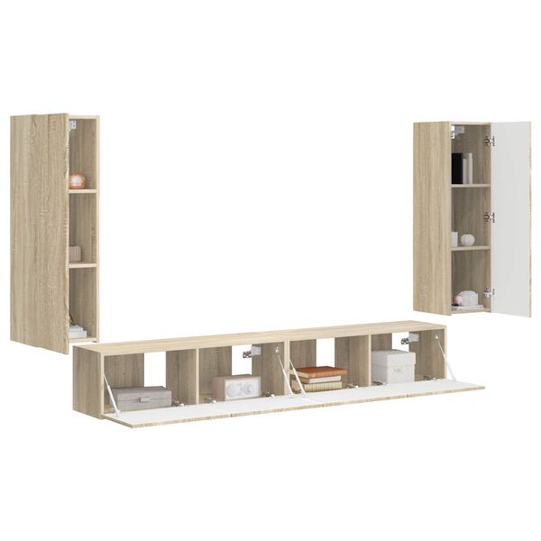 vidaXL Set zidnog ormarića za TV 4 pcs Sonoma hrast Konstruirano drvo