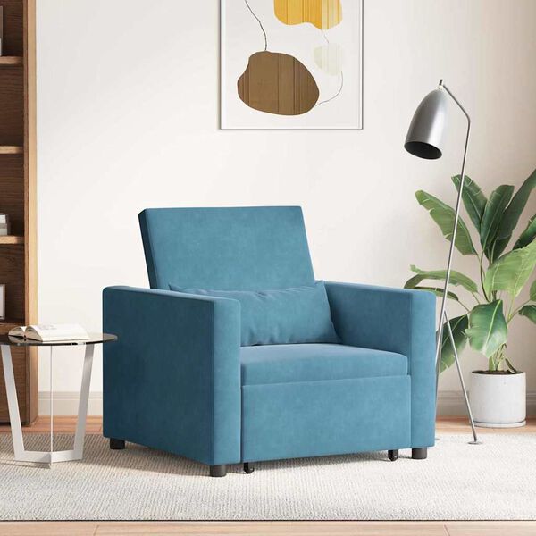 vidaXL Jednostavna sofa na krevet Plava 90 x 165 x 87 cm Baršun