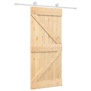 vidaXL Klizna vrata Prirodna i bijela 90 x 210 cm Masivna borovina