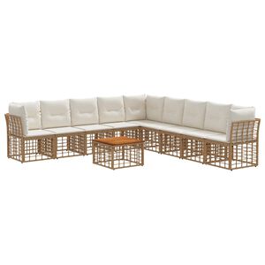 vidaXL Set vanjskih sofa 10 kom. Prirodna i krema bijela Poliester