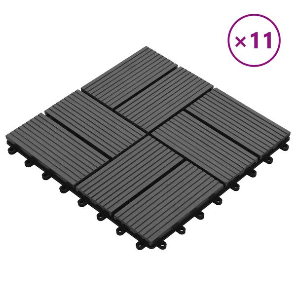 vidaXL Pločice za decking 11 pcs Sivi 30 x 30 cm Drvoplastična smjesa