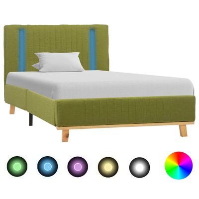 vidaXL Okvir za krevet od tkanine s LED svjetlom zeleni 100 x 200 cm