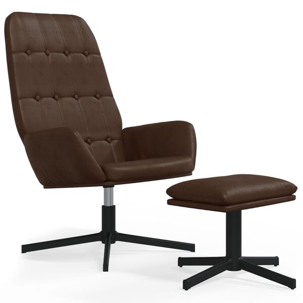 vidaXL Stolica za opuštanje s tabureom od sjajne smeđe umjetne kože