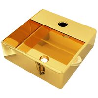 vidaXL Umivaonik s otvorom za slavinu 38x30x11,5 cm keramički zlatni