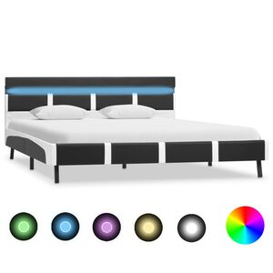 vidaXL Okvir za krevet od umjetne kože s LED svjetlom sivi 120x200 cm