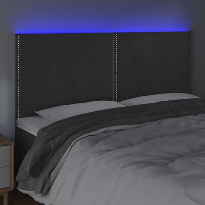 vidaXL LED uzglavlje tamnosivo 180x5x118/128 cm baršunasto