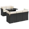 vidaXL 6-dijelni set vrtnih sofa s jastucima crni od poliratana