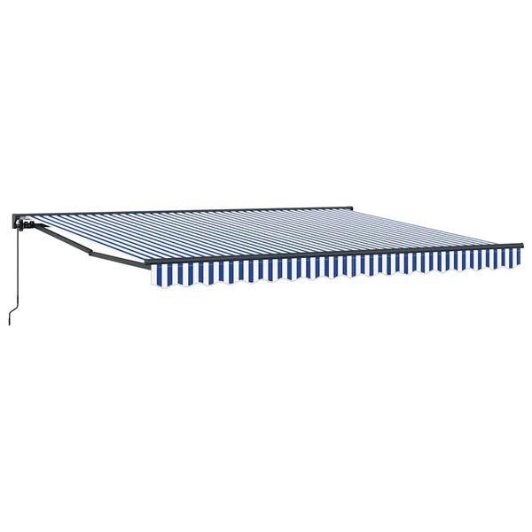 vidaXL Skrovita tenda Plava i bijela 400 &times; 300 cm Poliester i metal
