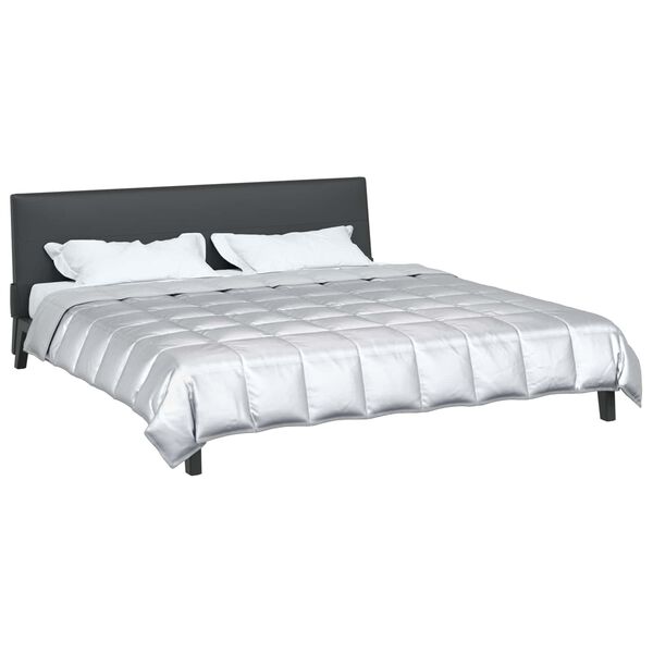 vidaXL Ljetni pokrivač Srebrno 220 x 260 cm Saten i mikrovlakna