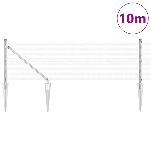 vidaXL Stup za ogradu Srebrno 10 x 0,8 m (12 x 12 mm mreža) Čelik