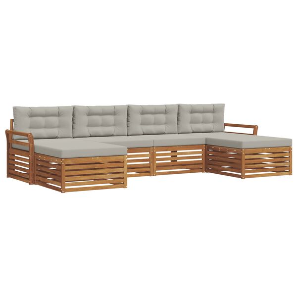 vidaXL Setovi sofa 6 pcs Prirodna i svijetlo siva Čvrsto drvo akacije