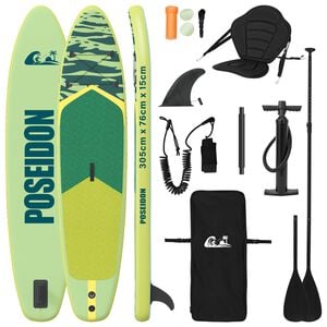 vidaXL SUP Daska s Mjestom 2-u-1 POSEIDON 305 x 76 x 15 cm Zelena za