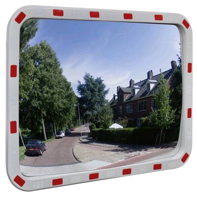 Konveksno pravokutno prometno ogledalo 60 x 80 cm s reflektorima
