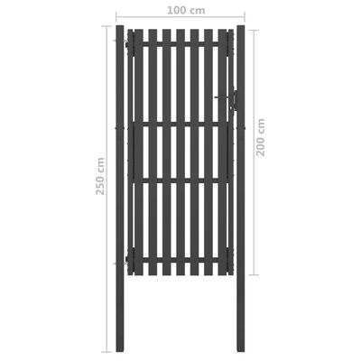 vidaXL Vrata za vrtnu ogradu čelična 1 x 2,5 m antracit