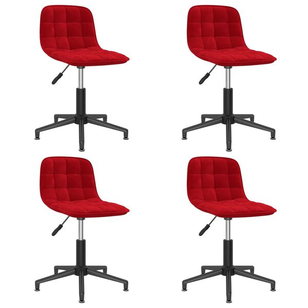 3086820 vidaXL Swivel Dining Chairs 4 pcs Wine Red Velvet (334081x2)