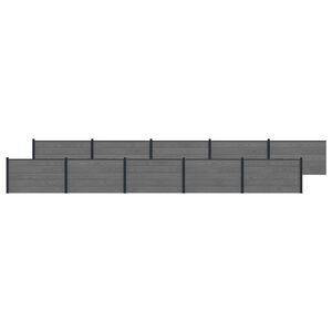 vidaXL Panel ograde 10 pcs WPC i aluminij Siva