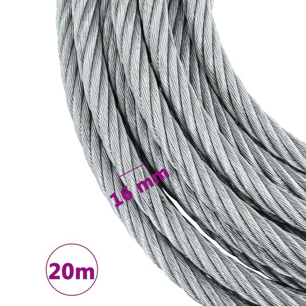 vidaXL Kabel od žičanog užeta 3200 kg 20 m