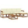 vidaXL Set vanjskih sofa 6 pcs Prirodna i krem Čvrsto drvo akacije