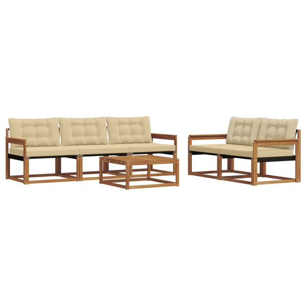 vidaXL Set vanjskih sofa s jastukom 6 pcs Prirodna i bež