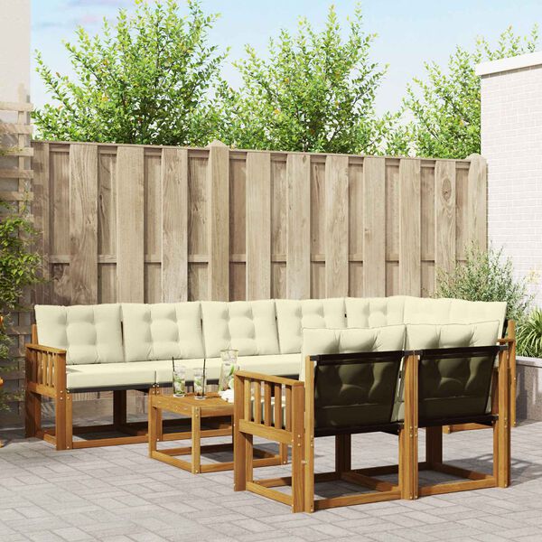 vidaXL Set vanjskih sofa s jastukom 9 pcs Prirodna i krem